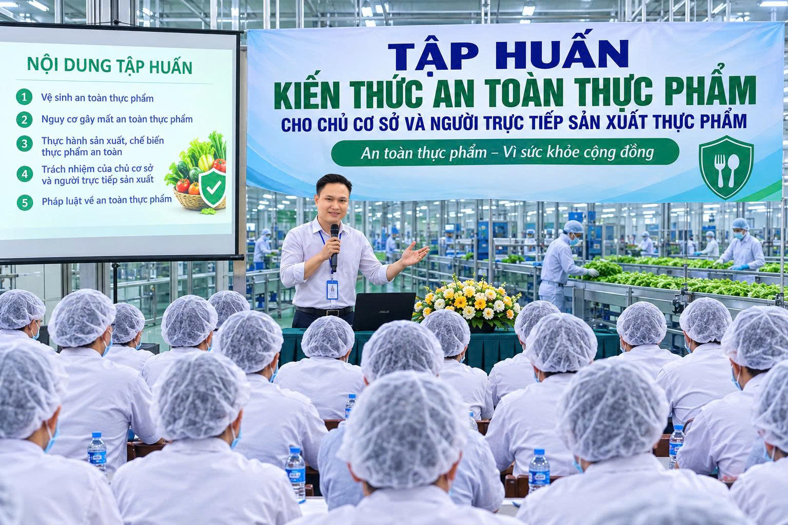Tập huấn kiến thức an toàn thực phẩm cho chủ cơ sở và người trực tiếp sản xuất thực phẩm